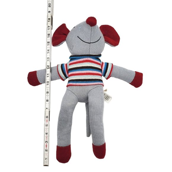 Dan Dee Save Our Earth‎ Now Knit Plush Mouse Gray Red Striped Shirt 17” Long Toy - Picture 8 of 8